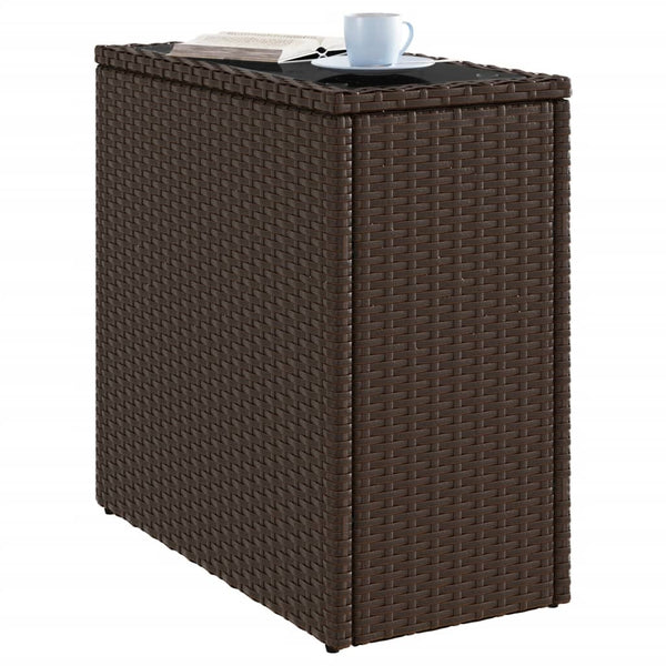 Brauner Garten-Beistelltisch Pintea 58x27,5x55cm (Polyrattan)