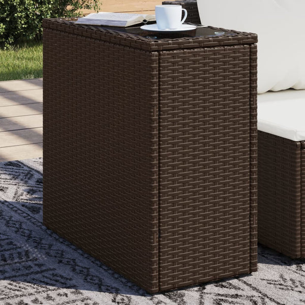 Brauner Garten-Beistelltisch Pintea 58x27,5x55cm (Polyrattan)