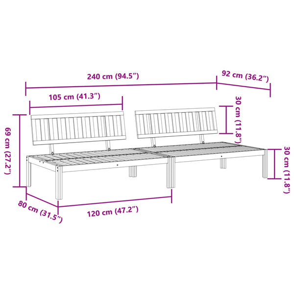 Garten-Mittelsofas Eneie (2 Stück Akazienholz)