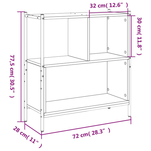 Schwarzes Bücherregal Harald 72x28x77,5cm (Holz)