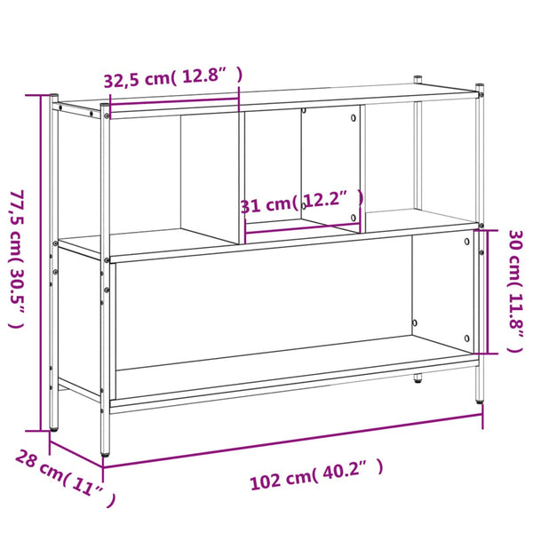 Graues Bücherregal Preoteasa 102x28x77,5cm (Holz)