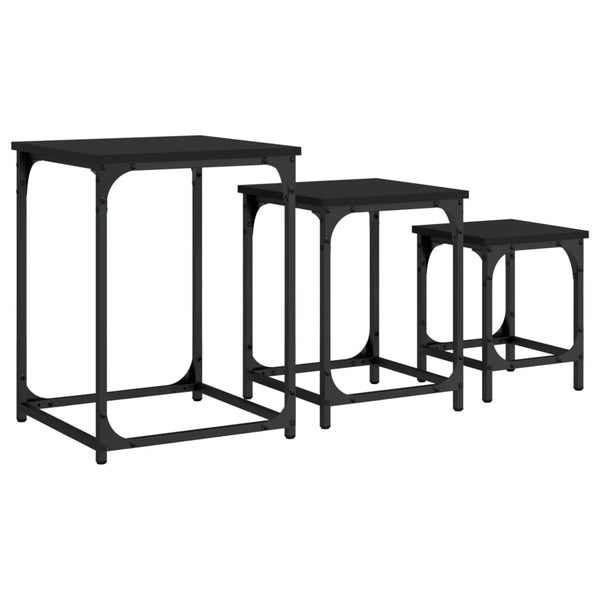 Schwarze Beistelltische für Seriencouch (3 Stück aus Holz)