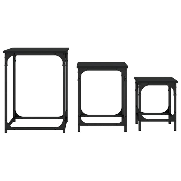 Schwarze Beistelltische für Seriencouch (3 Stück aus Holz)