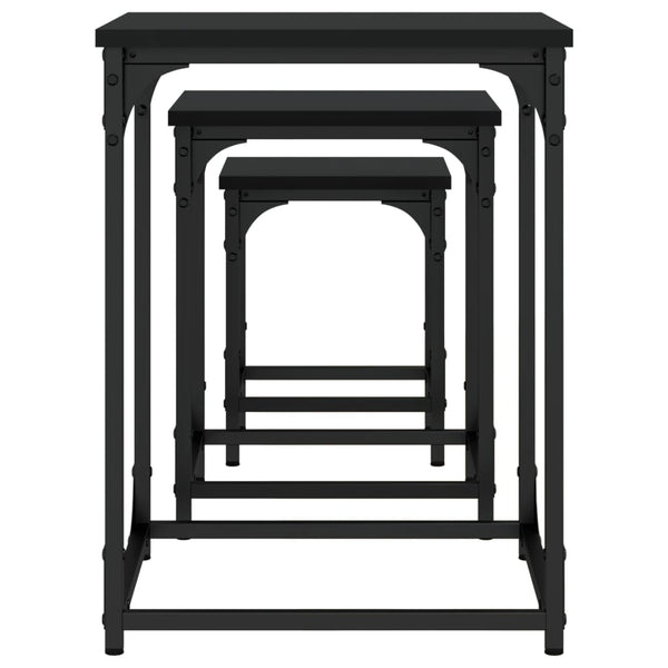 Schwarze Beistelltische für Seriencouch (3 Stück aus Holz)