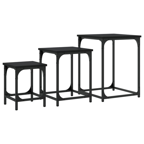 Schwarze Beistelltische für Seriencouch (3 Stück aus Holz)