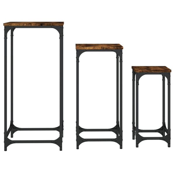Räuchereichen-Beistelltische Coti, 3er-Set (Holz)