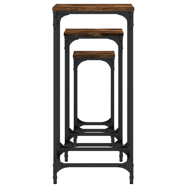 Räuchereichen-Beistelltische Coti, 3er-Set (Holz)