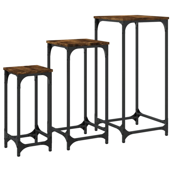 Räuchereichen-Beistelltische Coti, 3er-Set (Holz)