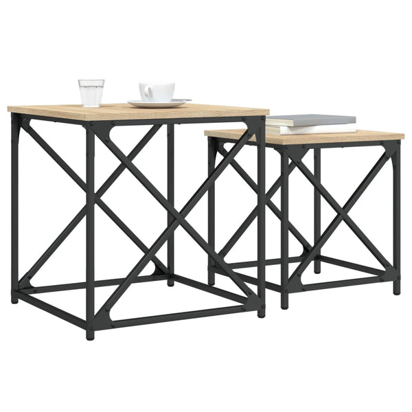 Set-Couchtische Ermine (2 Stück, Sonoma-Eiche Holz)