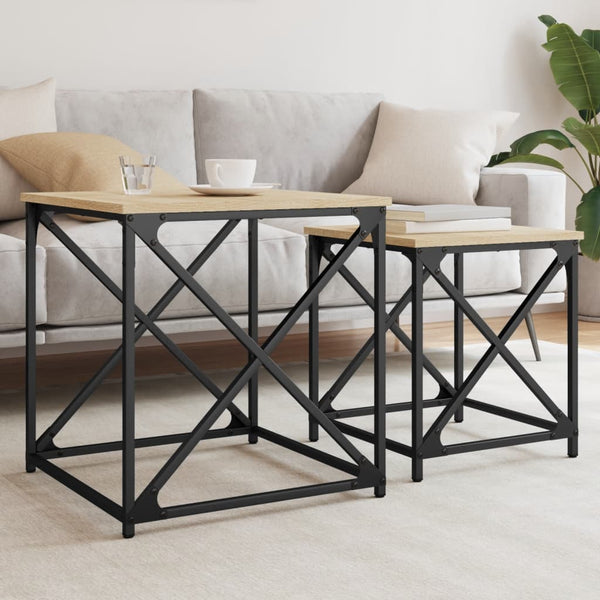 Set-Couchtische Ermine (2 Stück, Sonoma-Eiche Holz)