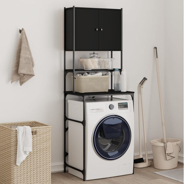 Waschmaschinenschrank Olimpu, Schwarz, 68x48,5x194cm