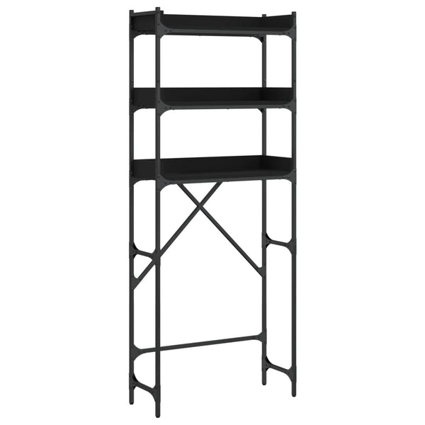 Schwarzes Waschmaschinenregal Patrisor 67x25x163cm (Holz)