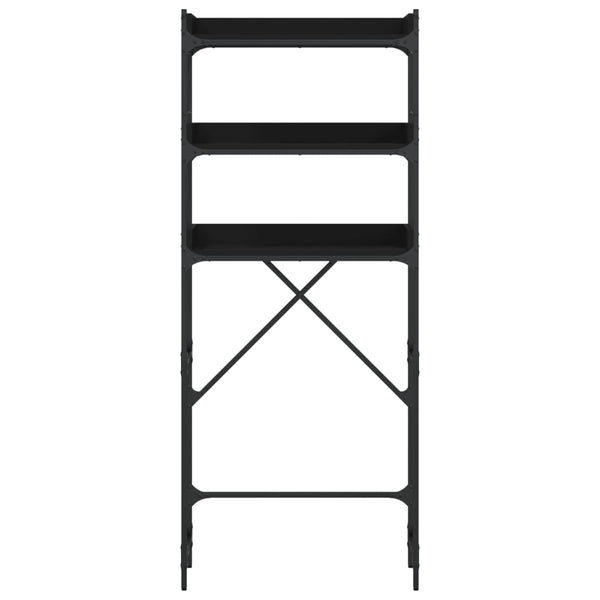 Schwarzes Waschmaschinenregal Patrisor 67x25x163cm (Holz)