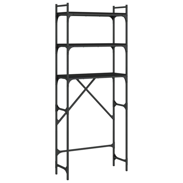 Schwarzes Waschmaschinenregal Coretta 67x25x163cm (Holz)