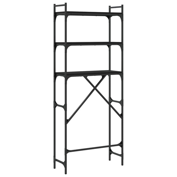 Schwarzes Waschmaschinenregal Coretta 67x25x163cm (Holz)