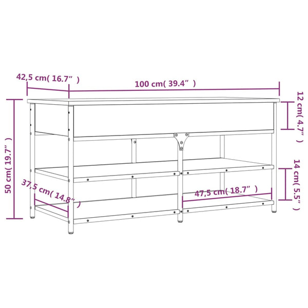 Harmaa kenkäpenkki Gheta 100x42,5x50cm (puinen)