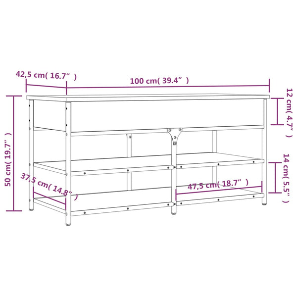 Ruskea kenkäpenkki Gheta 100x42,5x50cm (tammi, puinen)