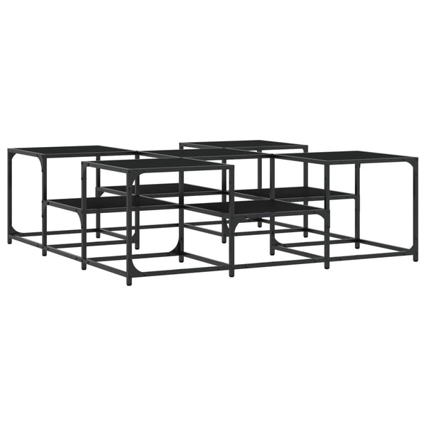 Schwarzer Couchtisch Stelian 121x121x40cm (Holz)