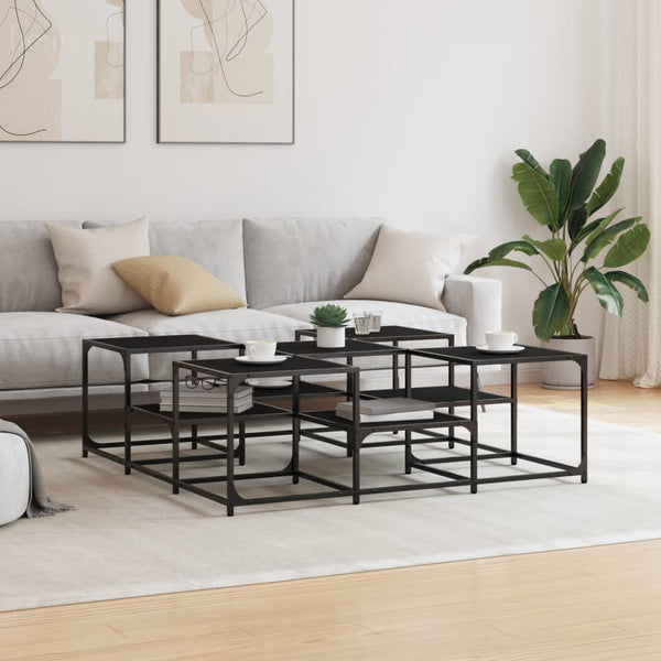 Schwarzer Couchtisch Stelian 121x121x40cm (Holz)
