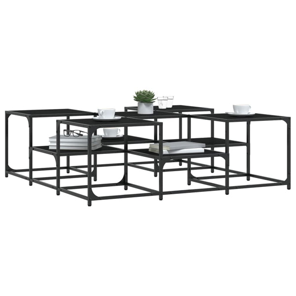 Schwarzer Couchtisch Stelian 121x121x40cm (Holz)