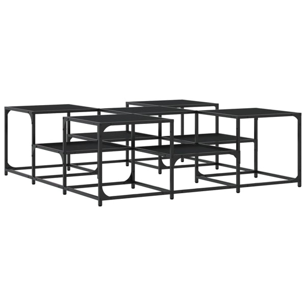 Schwarzer Couchtisch Stelian 121x121x40cm (Holz)