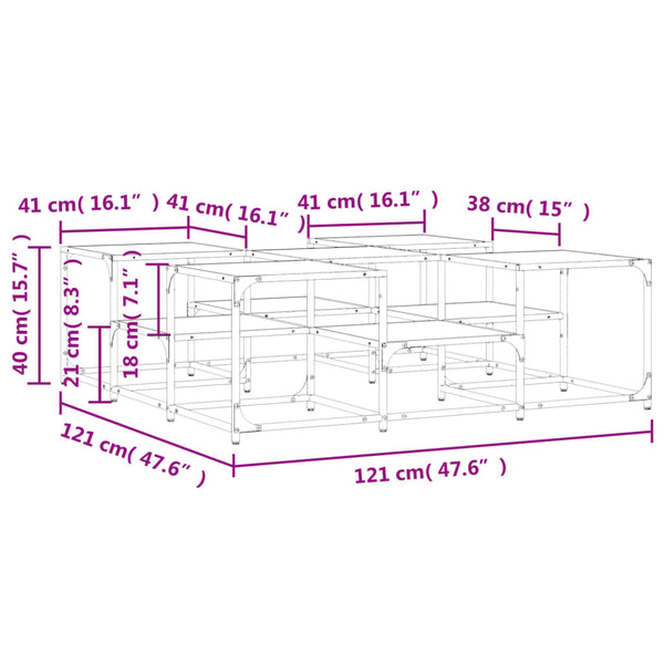 Schwarzer Couchtisch Stelian 121x121x40cm (Holz)