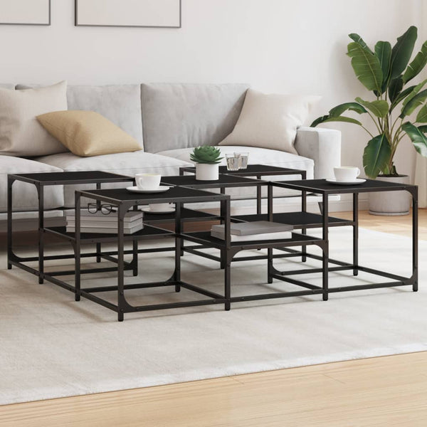 Schwarzer Couchtisch Stelian 121x121x40cm (Holz)