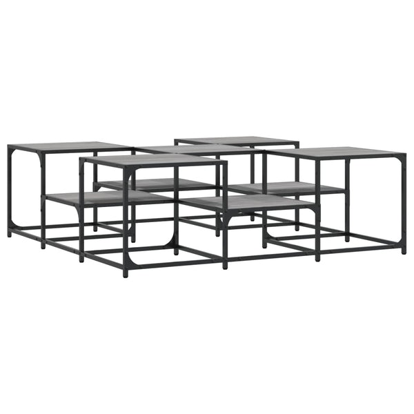 Grauer Couchtisch Stelian 121x121x40cm (Holz)
