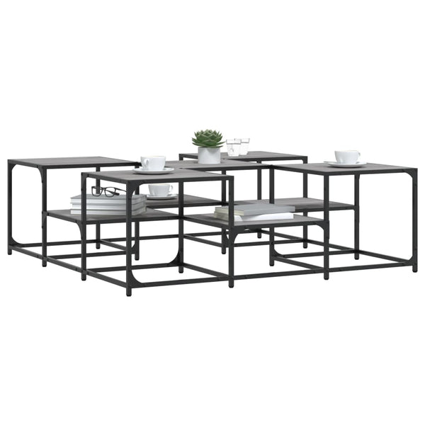 Grauer Couchtisch Stelian 121x121x40cm (Holz)