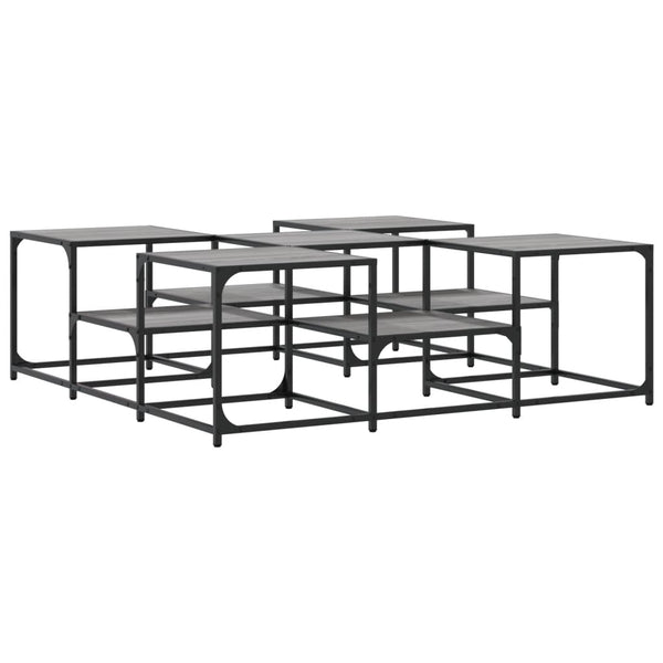 Grauer Couchtisch Stelian 121x121x40cm (Holz)