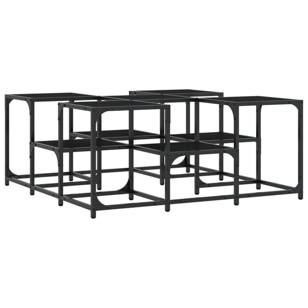 Schwarzer Couchtisch Stelian 91x91x40cm (Holz)