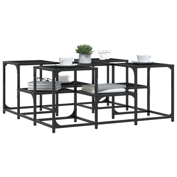 Schwarzer Couchtisch Stelian 91x91x40cm (Holz)