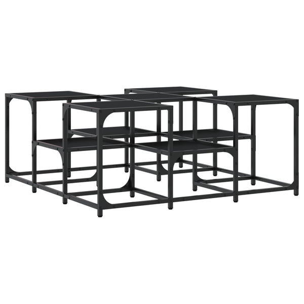Schwarzer Couchtisch Stelian 91x91x40cm (Holz)