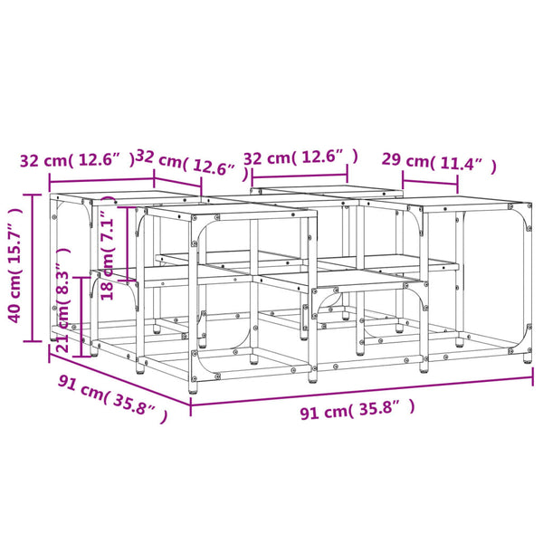 Schwarzer Couchtisch Stelian 91x91x40cm (Holz)
