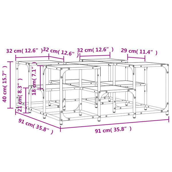 Grauer Couchtisch Stelian 91x91x40cm (Holz)