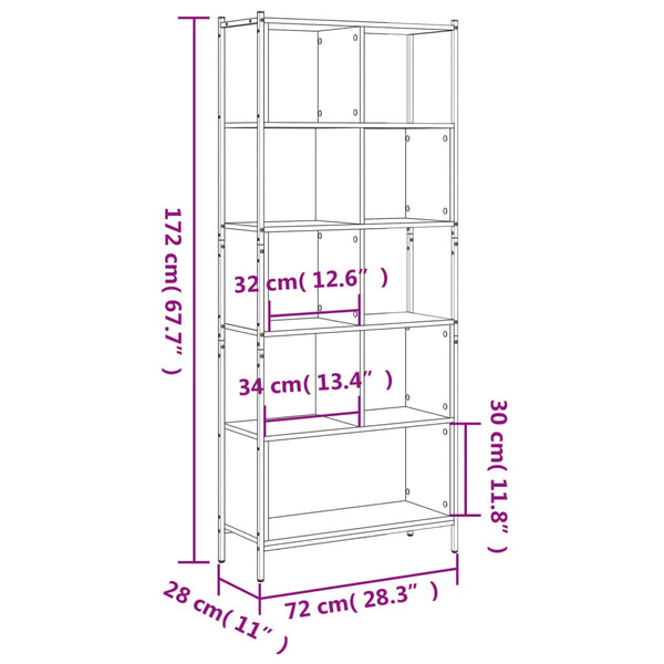 Schwarzes Bücherregal Lipovan 72x28x172cm (Holz)
