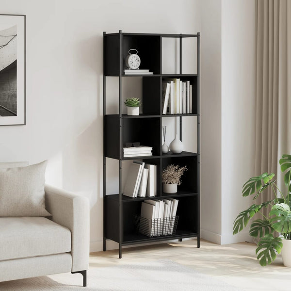 Schwarzes Bücherregal Lipovan 72x28x172cm (Holz)