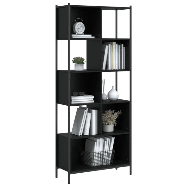 Schwarzes Bücherregal Lipovan 72x28x172cm (Holz)