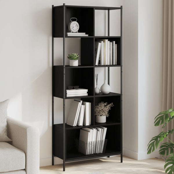 Schwarzes Bücherregal Lipovan 72x28x172cm (Holz)