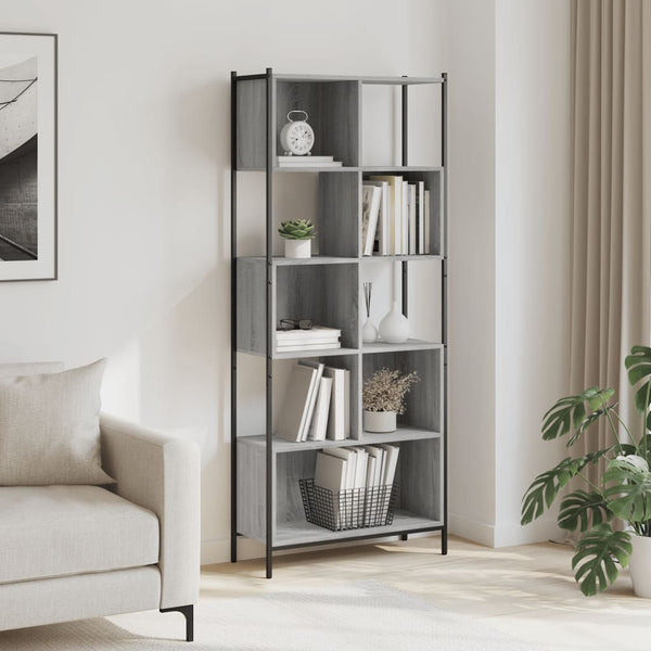 Harmaa kirjahylly Lipovan 72x28x172cm (puinen)