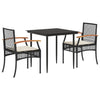 Schwarze 3-teilige Outdoor-Essgruppe mit Kissen Ghenadi (Polyrattan)