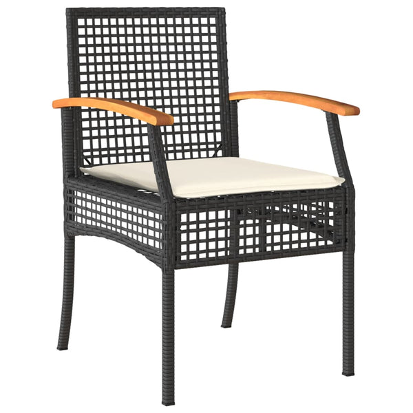 Schwarze 3-teilige Outdoor-Essgruppe mit Kissen Ghenadi (Polyrattan)