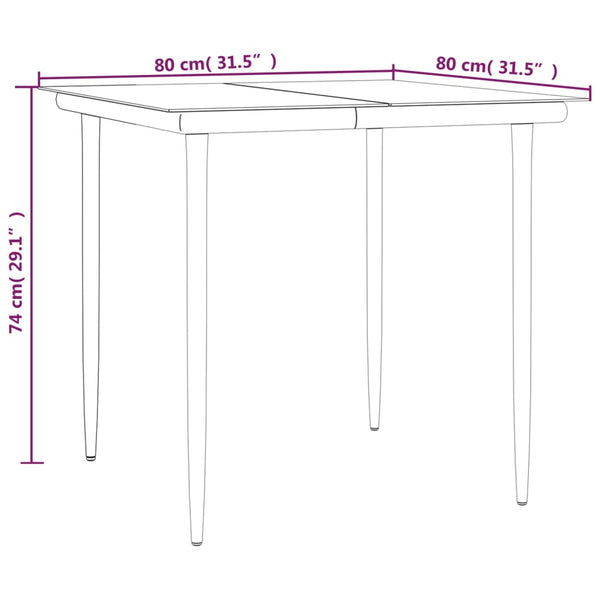 Schwarze 3-teilige Outdoor-Essgruppe mit Kissen Ghenadi (Polyrattan)