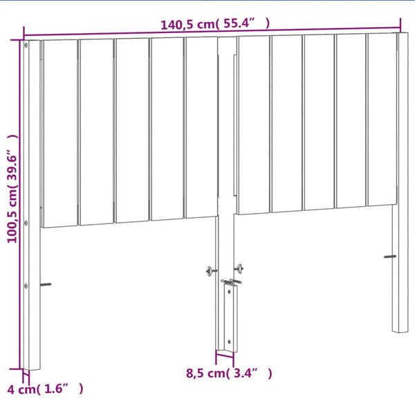 Braunes Kopfteil Sascau 135 cm (Kiefer)
