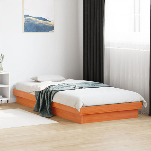 Vahanbraunes LED-Bettgestell Margretta 90x200cm (Kiefer)