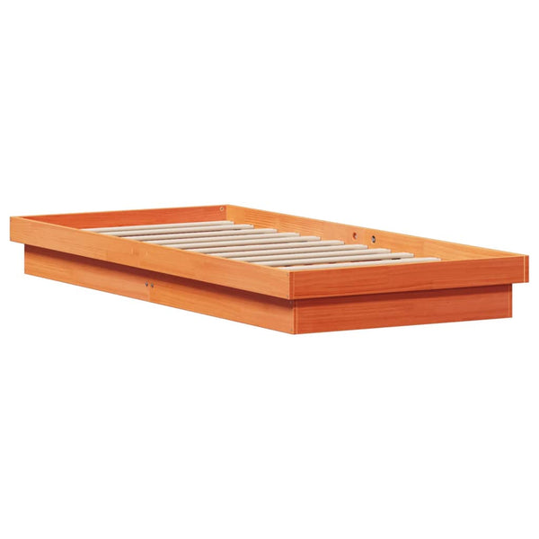Bernsteinfarbenes LED-Bettgestell Margretta 100x200cm (Kiefer)