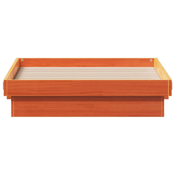 Bernsteinfarbenes LED-Bettgestell Margretta 100x200cm (Kiefer)