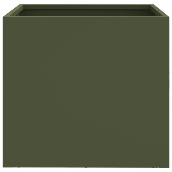 Olivenfarbener Blumenkasten Eusebie 32x30x29cm (kaltgewalzter Stahl)