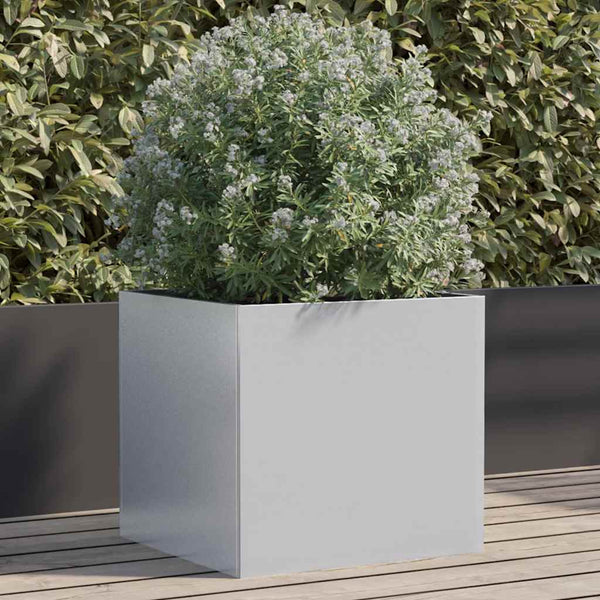 Silberner Blumenkasten Eusebie 42x40x39cm (verzinkter Stahl)