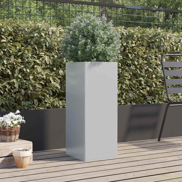 Silberner Blumenkasten Eusebie 32x27,5x75cm (verzinkter Stahl)